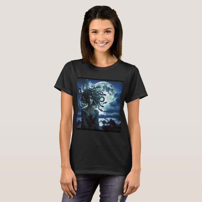 Young Pretty Medusa by the Moon & Ocean T-Shirt (Front Full)