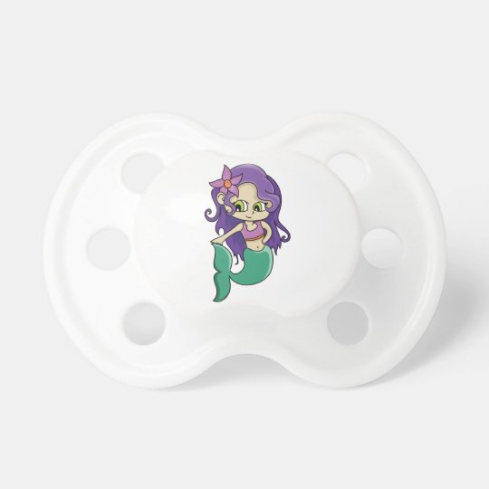 Young Purple Haired Mermaid With Big Green Eyes Pacifier Zazzle Com