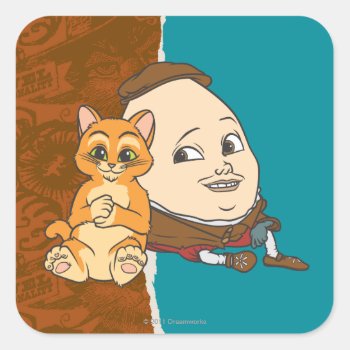 Young Puss & Humpty Square Sticker by pussinboots at Zazzle