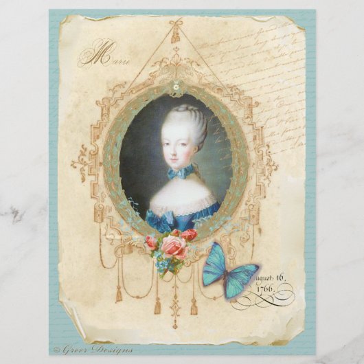 Young Queen Marie Antoinette n Butterfly Print (Front)