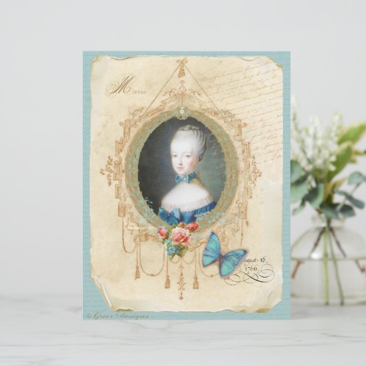 Young Queen Marie Antoinette n Butterfly Print (Standing Front)