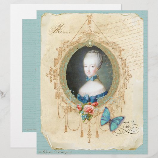 Young Queen Marie Antoinette n Butterfly Print (Front/Back)