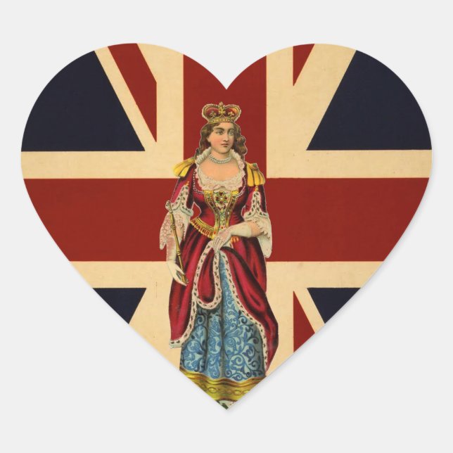 Young Queen Victoria British Scrap piece design Heart Sticker (Front)