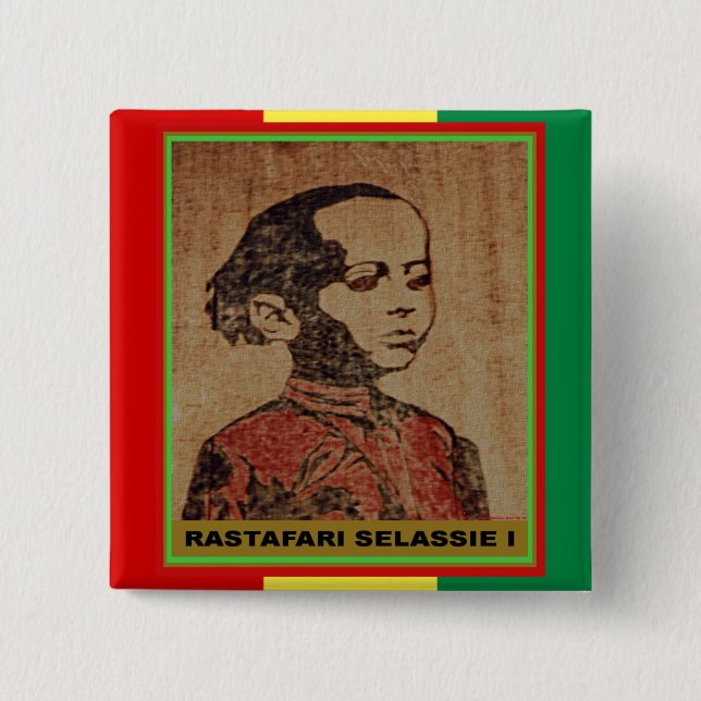 Young Ras, Young Haile Selassie I, Jah Rastafari Button (Front)