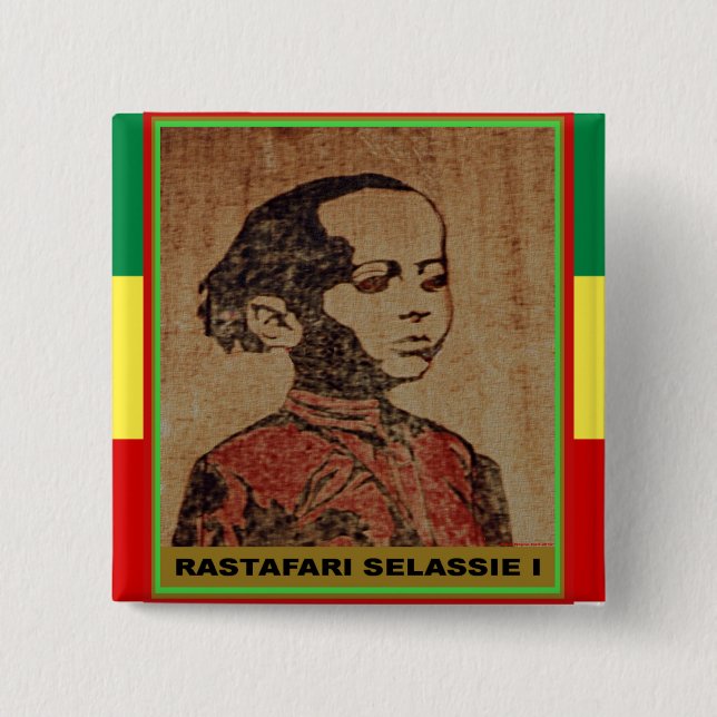 Young Ras, Young Haile Selassie I, Jah Rastafari Button (Front)