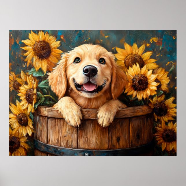 Young Retriever in a barrel Poster (Front)