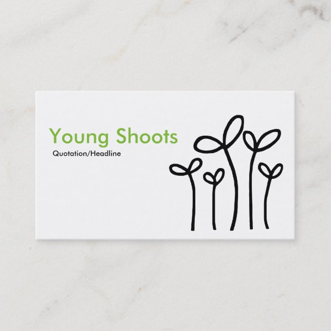 Young Shoots - Green with Black on White Business Card (Front)