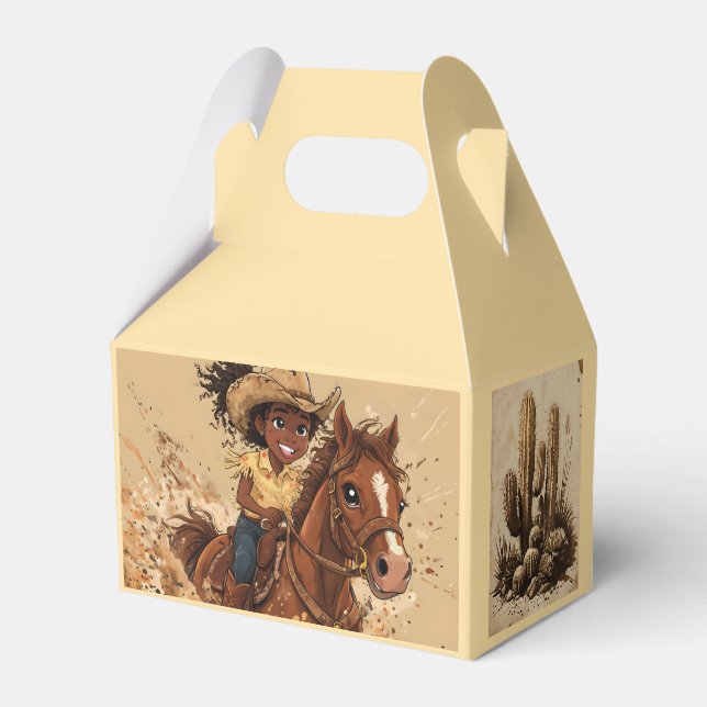 Young Smiling Girl Rides Her Horse Favor Boxes (Front Side)