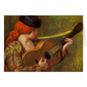 Young Spanish Woman with a Guitar by Pierre Renoir Cards