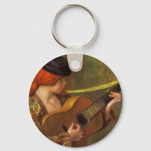 Young Spanish Woman with a Guitar by Pierre Renoir Keychain