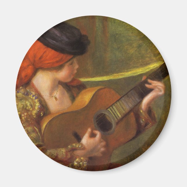 Young Spanish Woman with a Guitar by Pierre Renoir Magnet (Front)