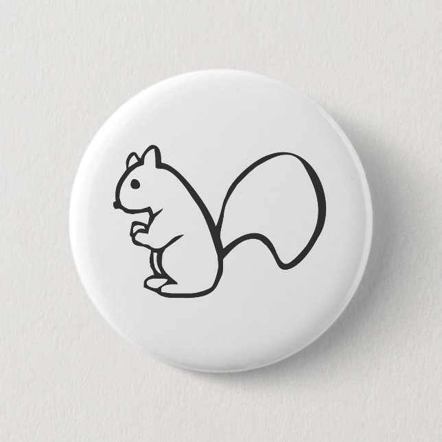 Young Squirrel in Black and White Sketch Pinback Button (Front)