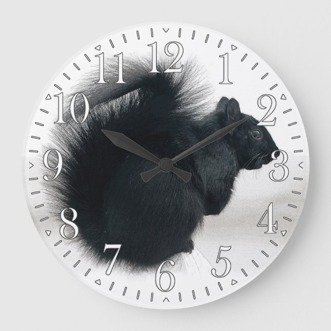 Young Squirrel in Winter Photo Large Clock (Front)