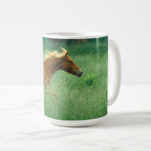 Young Stallion Runs Through Meadow Coffee Mug