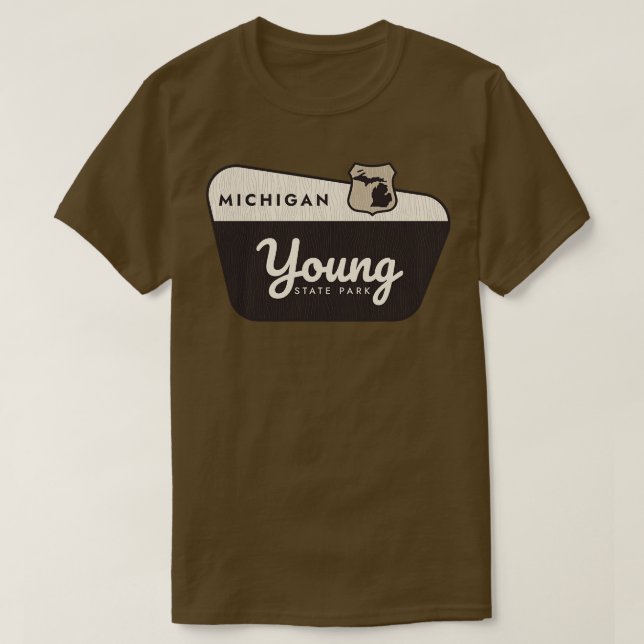 Young State Park Michigan Welcome Sign T-Shirt (Design Front)