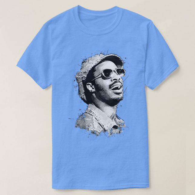 Young Stevie Wonder in Abstract Art T-Shirt (Design Front)
