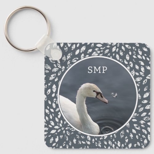Young Swan  Blue Abstract Keychain