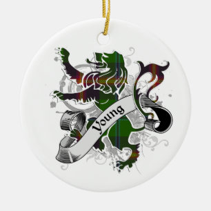 Young Tartan Lion Ceramic Ornament