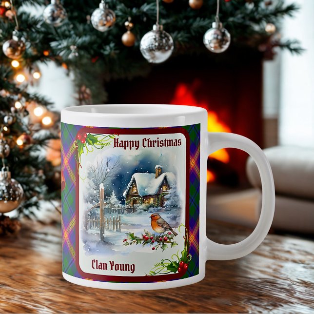 Young Tartan & Robin Christmas Personalized Giant Coffee Mug (Creator Uploaded)
