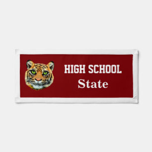 Young Tiger Face & High School Text on Maroon Pennant