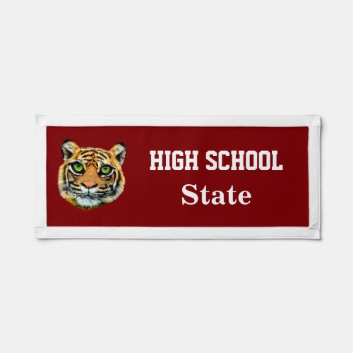 Young Tiger Face  High School Text on Maroon Pennant
