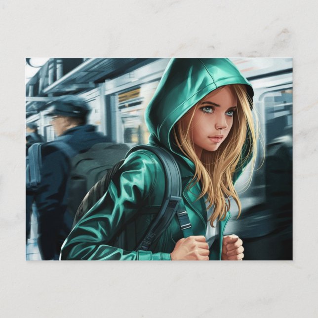 Young Traveler Illustration Postcard (Front)