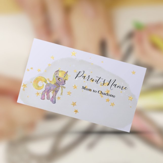 Young Unicorn and Golden Stars Business Card (Creator Uploaded)
