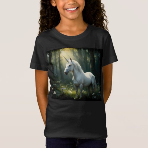 Young Unicorn in a Forest Glade T_Shirt