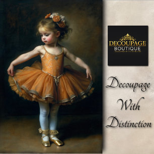 Young Vintage Ballerina in Orange Tutu Decoupage Tissue Paper