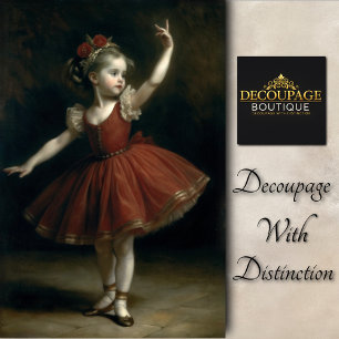 Young Vintage Ballerina in Red Tutu Decoupage Tissue Paper
