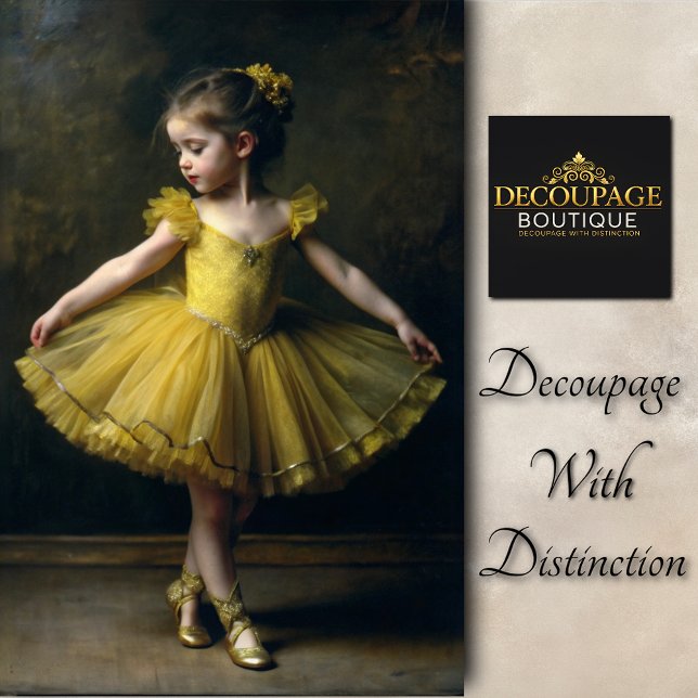 Young Vintage Ballerina In Yellow Decoupage Tissue Paper (Young Vintage Ballerina in Yellow Decoupage Tissue Paper)