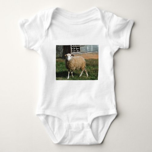 Young White Sheep on the Farm Baby Bodysuit