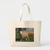 Young White Sheep on the Farm Large Tote Bag