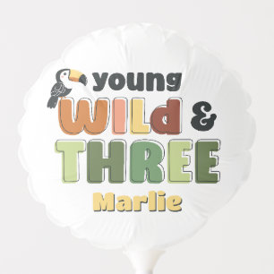 Young Wild & 3 Safari Zoo Animal Birthday Party Balloon