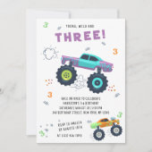Young Wild 3rd Birthday Kids Monster Car Trucks Invitation (Front)