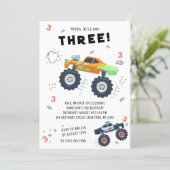Young Wild 3rd Birthday Kids Monster Car Trucks Invitation (Standing Front)