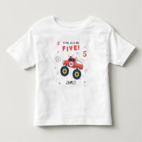 Young Wild And Five 5th Birthday Kids Monster Car