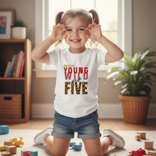 Young Wild and Five Leopard Birthday Toddler Tee (Creator Uploaded)