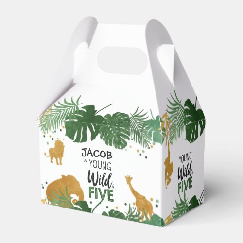 Young Wild and Five Safari Animals Boy Favor Box