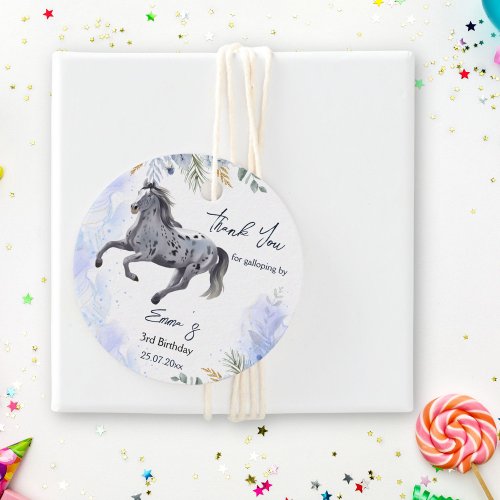 Young wild and free galloping Appaloosa birthday Favor Tags