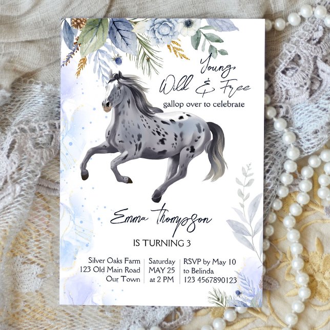 Young wild and free galloping Appaloosa birthday Invitation (Creator Uploaded)