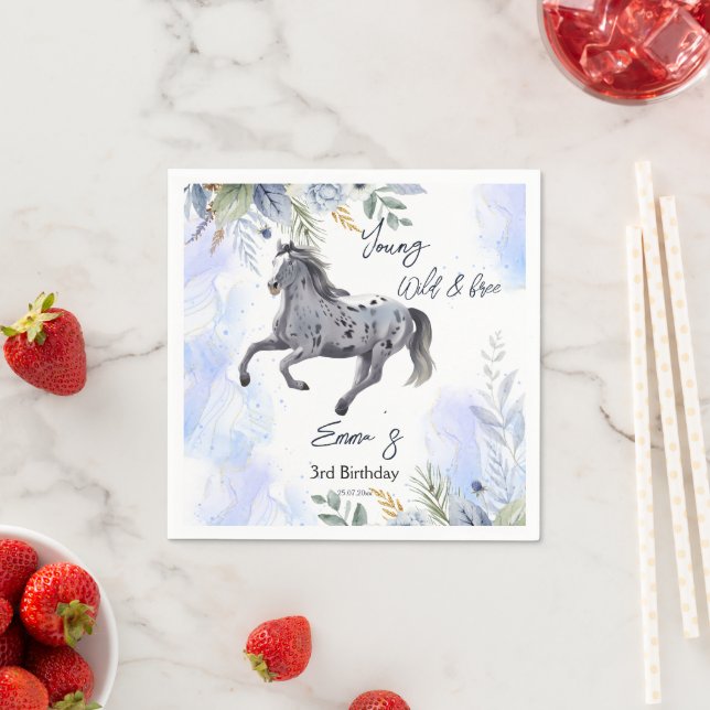 Young wild and free galloping Appaloosa birthday Napkins (Insitu)