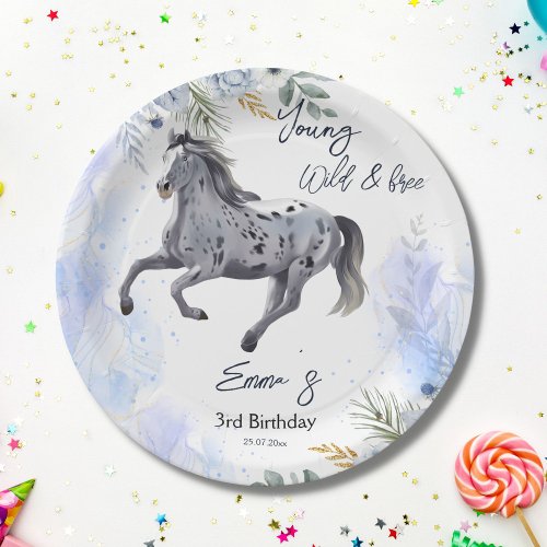 Young wild and free galloping Appaloosa birthday Paper Plates