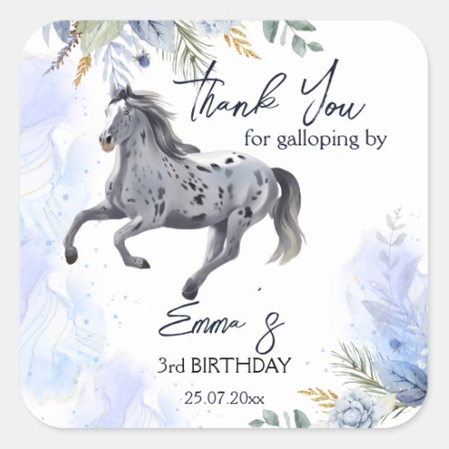 Young wild and free galloping Appaloosa birthday Square Sticker