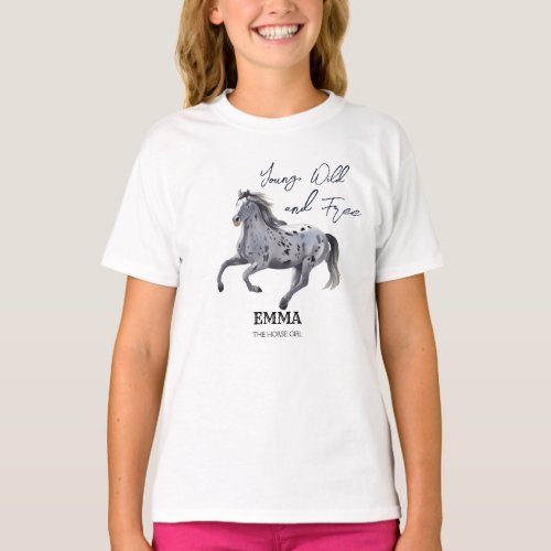 Young wild and free galloping Appaloosa birthday T_Shirt