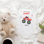 Young Wild And One 1st Birthday Kids Monster Car Baby Bodysuit<br><div class="desc">Young Wild And One 1st Birthday Kids Monster Car Trucks Birthday Baby Bodysuit features a cute and colorful monster car truck with the text "Young, wild and one" in modern typography script accented with the number 1 and doodles. Below personalize with your custom name. Perfect for baby's first birthday celebrations....</div>