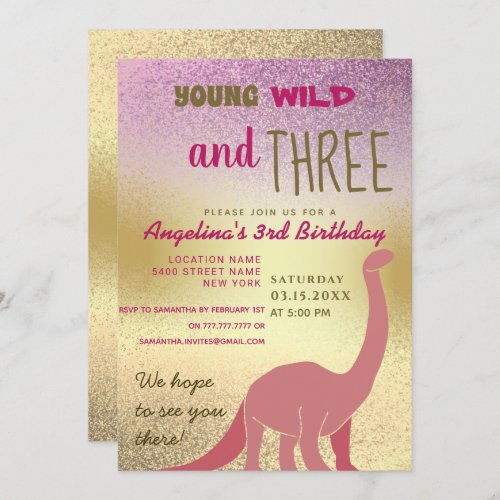 Young Wild and Three 3rd Birthday Invitation