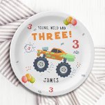Young Wild And Three 3rd Birthday Kids Monster Car Paper Plates<br><div class="desc">Young Wild And Three 3rd Birthday Kids Monster Car Trucks Birthday Paper Party Plates features a cute and colorful monster car truck with the text "Young, wild and three" in modern typography script accented with the number 3 and doodles. Below personalize with your name. Perfect for kids third birthday celebrations....</div>