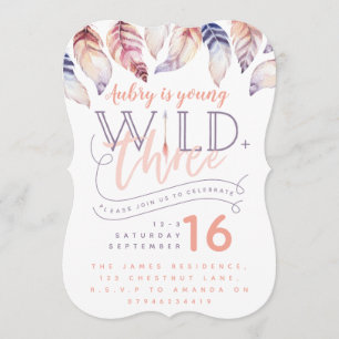 Young, wild and three birthday invitation. invitation