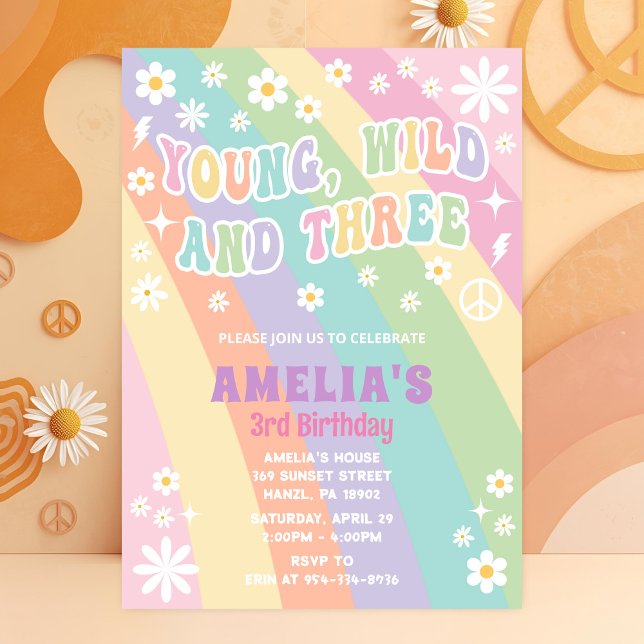 Young Wild and Three Birthday Invite | Girl Party (Creator Uploaded)